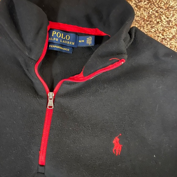 Ralph Lauren polo fleece, half zip, black and red size medium - Picture 2 of 4